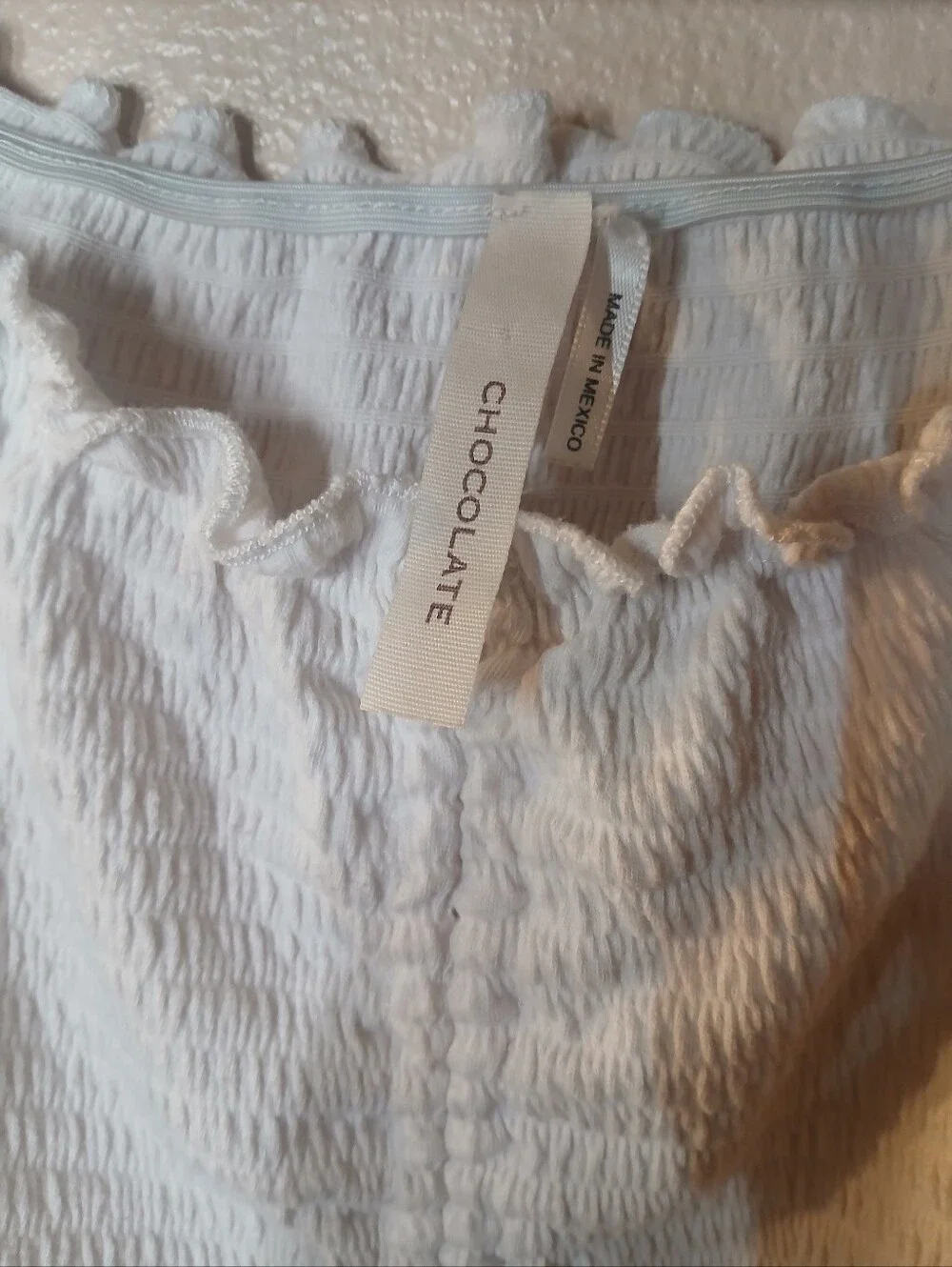 Women’s White Smocked Long-Sleeve Peasant Top